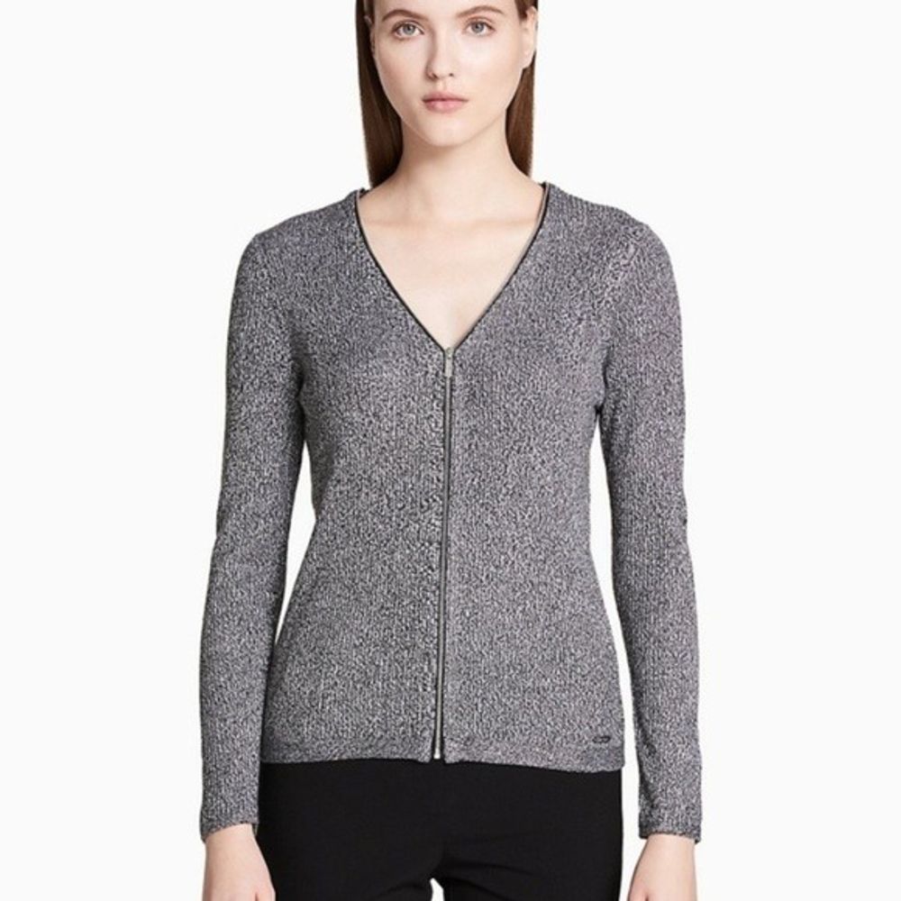 Calvin Klein cardigan zip ribbed knit L